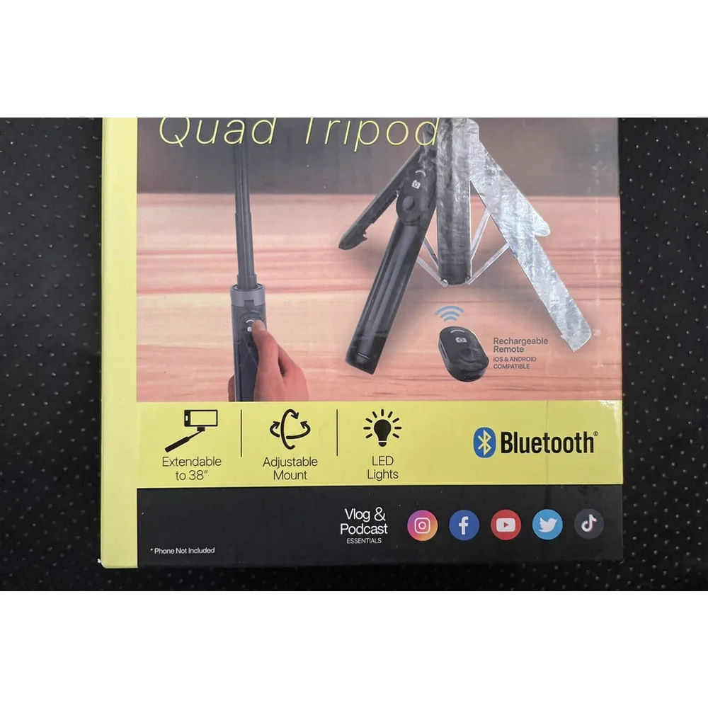 Vivitar Creator Series Wireless Dual LED Light Selfie Stick w/Quad Tripod